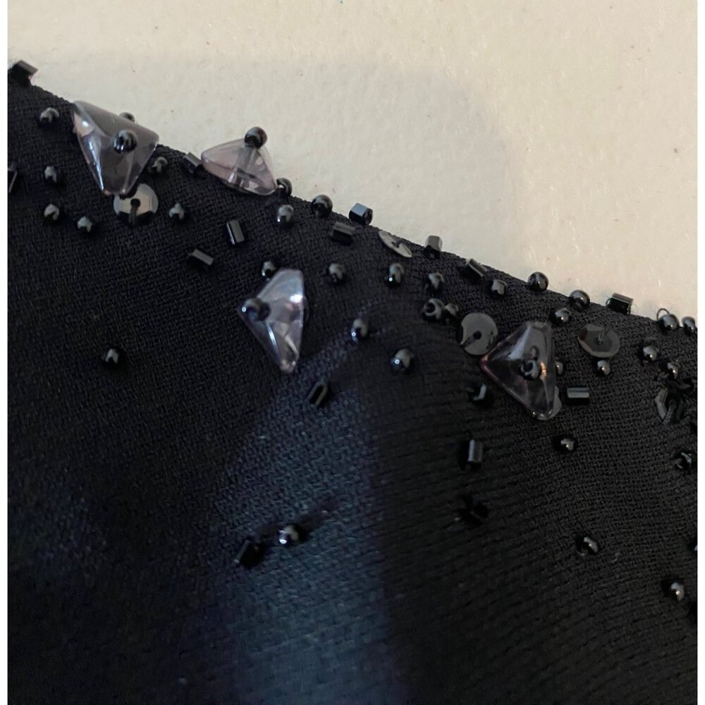 Liz Claiborne Elegant Black Beaded One-Shoulder Sheath Dress Size 10 - Picture 5 of 9